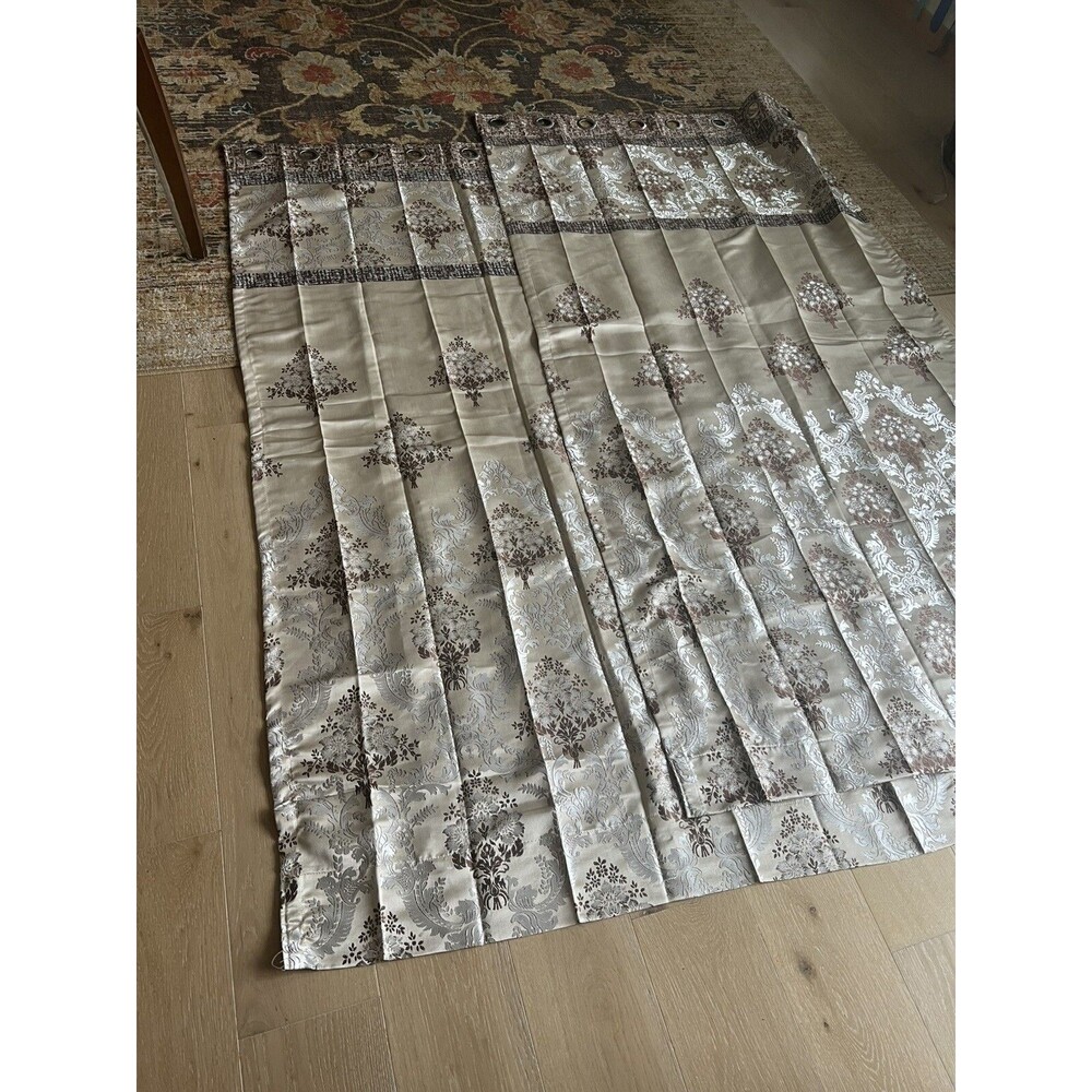 Set Of European Curtains Taupe Color 8 Ring 44 X 84 (o1)